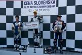 Podium Superstock 600 Junior, Slovakia Ring. Od lewej: Patryk Kosiniak, Sebastian Zieliński, Artur Wielebski.